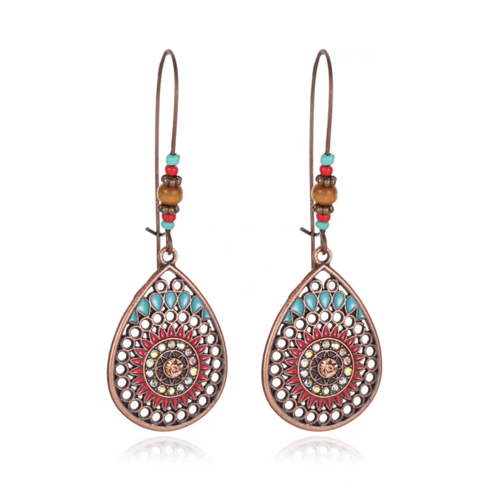 💎 3/$25 Bohemian copper medallion earrings